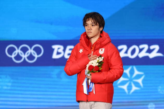 Shoma Uno (JPN), FEBRUARY 10, 2022 - Figure skating, Eiskunstlauf : Men s Medal Ceremony during the Beijing 2022 Olympic Winter games, Winterspiele,Spiele, Summer games at Beijing Medal Plaza in Beijing, China.  (180346824)