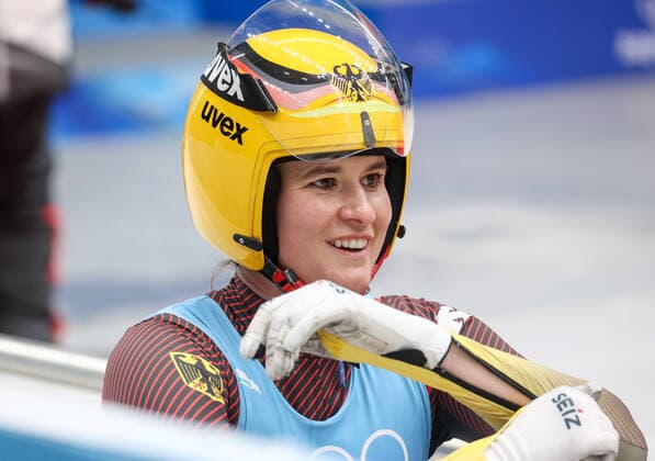 OLYMPICS - Winter Olympic Games, Olympische Spiele, Olympia, OS Beijing 2022 YANQING,CHINA,10.FEB.22 - OLYMPICS, LUGE - Winter Olympic Games Beijing 2022, team event, relay. Image shows Natalie Geisenberger (GER).  GEPAxpictures xHaraldxSteiner