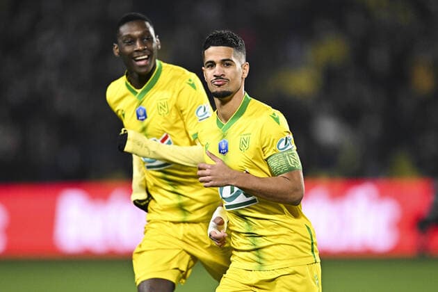 Joie des joueurs de Nantes apres le but de Ludovic Blas (Nantes) sur penalty FOOTBALL : FC Nantes vs SC Bastia - Coupe de France - 10 02 2022 JBAutissier Panoramic 