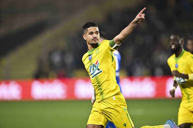 Joie des joueurs de Nantes apres le but de Ludovic Blas (Nantes) sur penalty FOOTBALL : FC Nantes vs SC Bastia - Coupe de France - 10 02 2022 JBAutissier Panoramic 