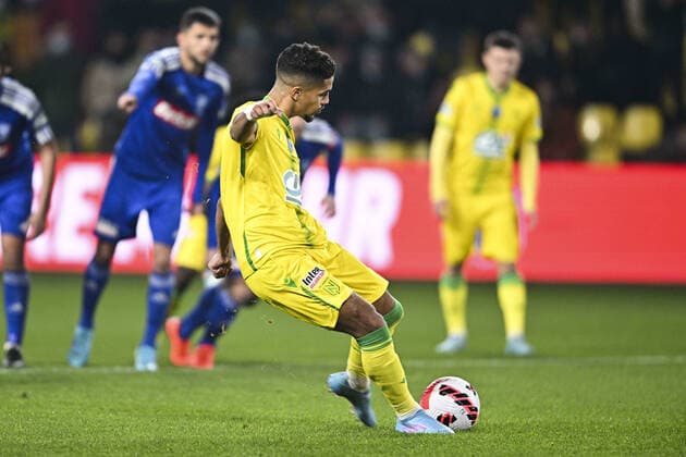 but sur penalty de Ludovic Blas (Nantes) FOOTBALL : FC Nantes vs SC Bastia - Coupe de France - 10 02 2022 JBAutissier Panoramic 