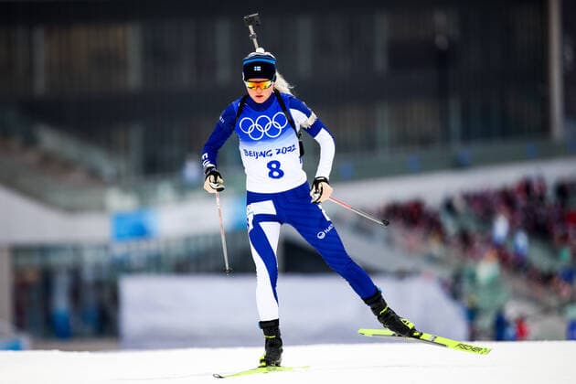 OLYMPICS - Winter Olympic Games, Olympische Spiele, Olympia, OS Beijing 2022 ZHANGJIAKOU,CHINA,11.FEB.22 - OLYMPICS, BIATHLON - Winter Olympic Games Beijing 2022, 7.5km sprint, ladies. Image shows Mari Eder (FIN).  GEPAxpictures xMaticxKlansek