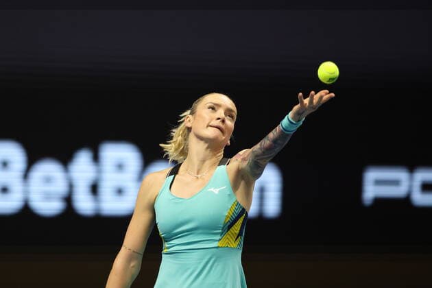 February 11, 2022, Saint Petersburg, Russia: Tereza Martincova of Czech Republic in action during the St. Petersburg Ladies Trophy 2022 tennis tournament against Irina-Camelia Begu of Romania..Final score; Tereza Martincova 0:2 Irina-Camelia Begu. Saint Petersburg Russia - ZUMAs197 20220211_zaa_s197_010 Copyright: xMaksimxKonstantinovx