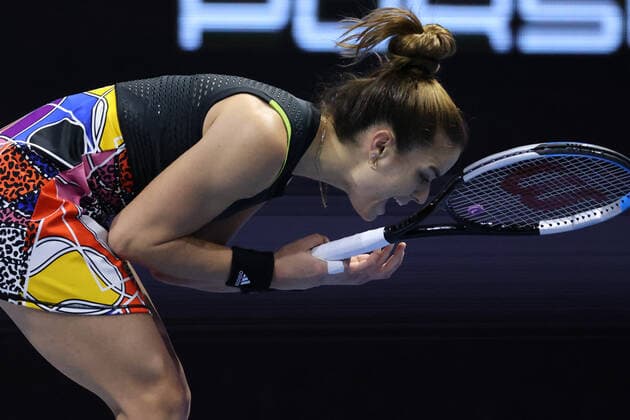 Petersburg Ladies Trophy 2022 - Quarter-Finals Maria Sakkari in a game against Elise Mertens at the Ladies Trophy tennis tournament in St. Petersburg. Maria Sakkari won a total score of 7.6, 6.2 . St Petersburg, Russia. 11 feb 2022 St Petersburg Russia  Copyright: xValyaxEgorshinx originalFilename:egorshin-notitle220211_npVPH.jpg