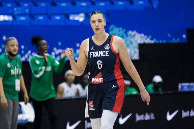 Alexia Chartereau of France BASKET BALL FEMININ : Nigeria vs France - FIBA Tournoi qualificatif Mondial - Belgrade - 11 02 2022 NikolaKrstic Panoramic 
