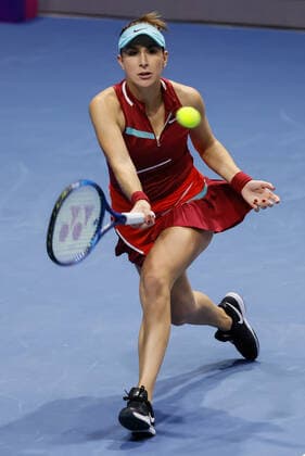 St. Petersburg Ladies Trophy 2022 - Quarter-Finals Belinda Bencic of Switzerland returns the ball to Anett Kontaveit of Estonia during the women s singles quarterfinal match of the WTA, Tennis Damen 500 St. Petersburg Ladies Trophy 2022 International Tennis Tournament on February 11, 2022 at the Sibur Arena in Saint Petersburg, Russia. Saint Petersburg Russia  Copyright: xMikexKireevx originalFilename:kireev-stpeters220211_npjF9.jpg