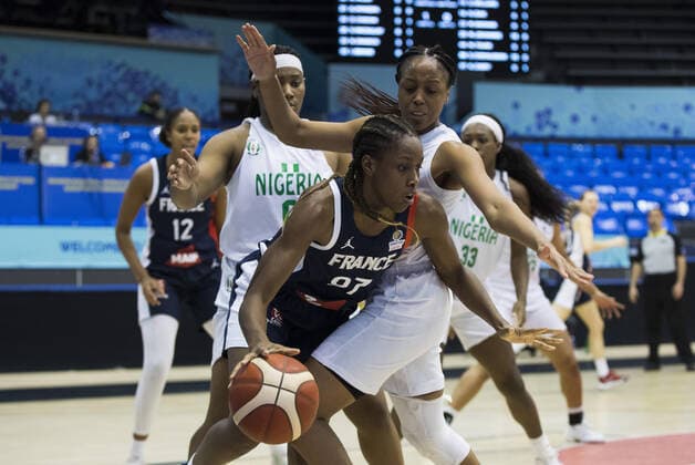 Kendra Chery of France BASKET BALL FEMININ : Nigeria vs France - FIBA Tournoi qualificatif Mondial - Belgrade - 11 02 2022 NikolaKrstic Panoramic 