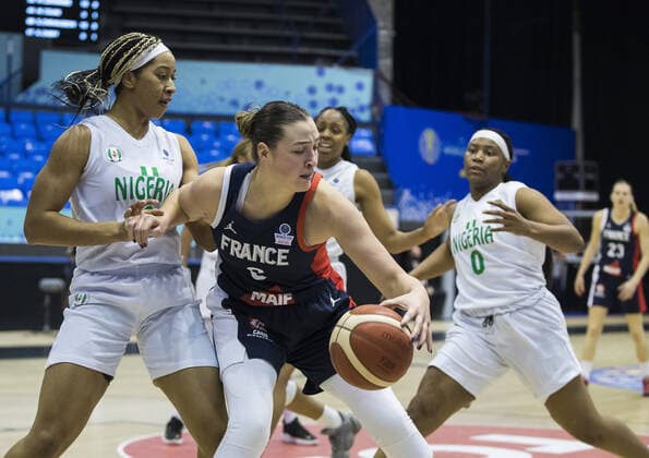 Alexia Chartereau of France BASKET BALL FEMININ : Nigeria vs France - FIBA Tournoi qualificatif Mondial - Belgrade - 11 02 2022 NikolaKrstic Panoramic 