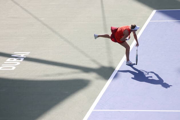 Marketa Vondrousova, CZE, during qualifying round of 2022 Dubai Championships in Dubai, 12 02 2022; -