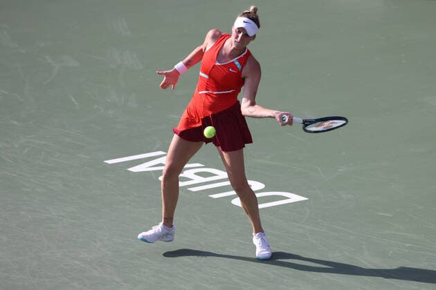Marketa Vondrousova, CZE, during qualifying round of 2022 Dubai Championships in Dubai, 12 02 2022; -