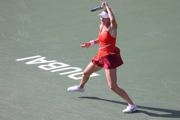 Marketa Vondrousova, CZE, during qualifying round of 2022 Dubai Championships in Dubai, 12 02 2022; -