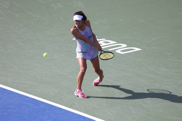 Ena Shibahara, JPN, during qualifying round of 2022 Dubai Championships in Dubai, 12 02 2022; -