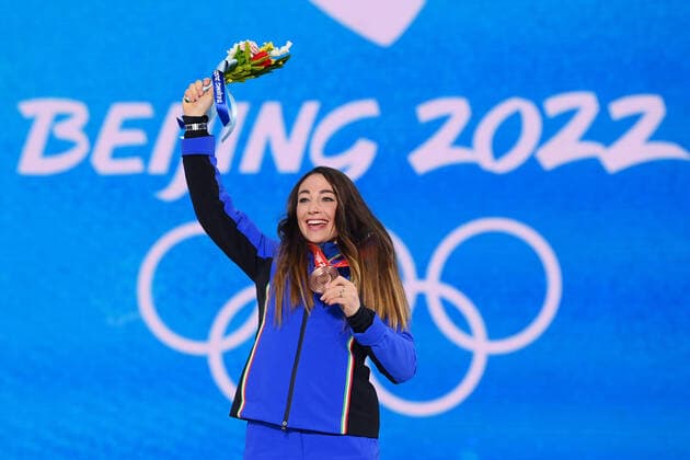 Photo Gian Mattia D Alberto - LaPresse February 12, 2022 Zhangjiakou, China Beijing 2022 Winter Olympic Games, Olympische Spiele, Olympia, OS - Women™s Biathlon sprint In the pic: Dorothea Wierer, bronze medal  Copyright: xGianxMattiaxD Alberto LaPressex