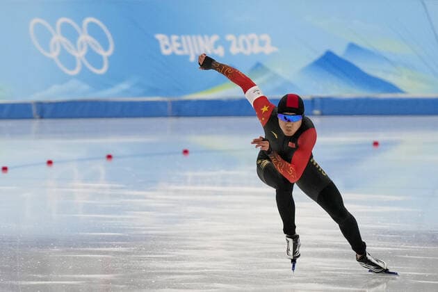 China s Tingyu Gao compete in the Men s 500 meter Speedskating Final at the Beijing 2022 Winter Olympics on Saturday, February 12, 2022. Gao won the gold medal and set a new Olympic record with a time of 34.32  OLY20220212256 PaulxHanna