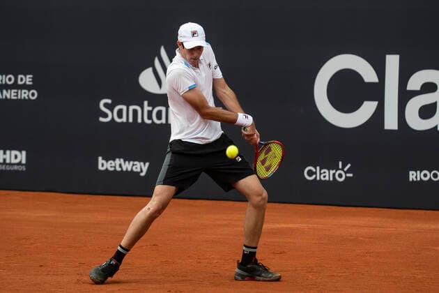 Rio Open 2022 RIO DE JANEIRO, RJ - 12.02.2022: RIO OPEN 2022 - Gustavo Heide (BRA in dispute with ) Miomir Kecmanovic (SRB) on the Guga Kuerten court for the qualify during Rio Open 2022 held at the Jockey Club Brasileiro that takes place from February 12 to 20, this Saturday (12), in Rio de Janeiro, RJ. (Photo: Celso Pupo Fotoarena) x2169407x  CelsoxPupo