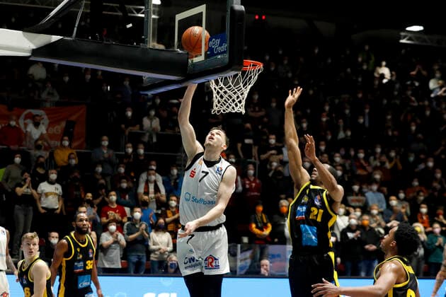 12.02.2022, easyCredit Basketball Bundesliga, BBL, Saison 2021 2022, Herren, Chemnitz Niners - MHP Riesen Ludwigsburg Jonas Richter, Niners Chemnitz Chemnitz Messe Chemnitz Sachsen Germany