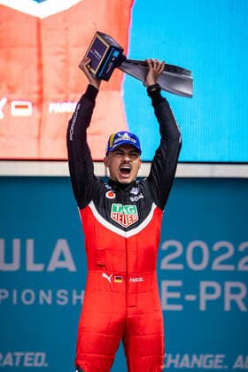 WEHRLEIN Pascal (ger), TAG Heuer Porsche Formula E Team, Porsche 99X Electric, portrait at the podium during the 2022 Mexico City ePrix, 2nd meeting of the 2021-22 ABB FIA Formula E World Championship, WM, Weltmeisterschaft on the Autodromo Hermanos Rodriguez from February 10 to 11, in Mexico City, Mexico - AUTO - 2022 FORMULA E Mexico City ePRIX DPPI Panoramic  03422003_GH_59589