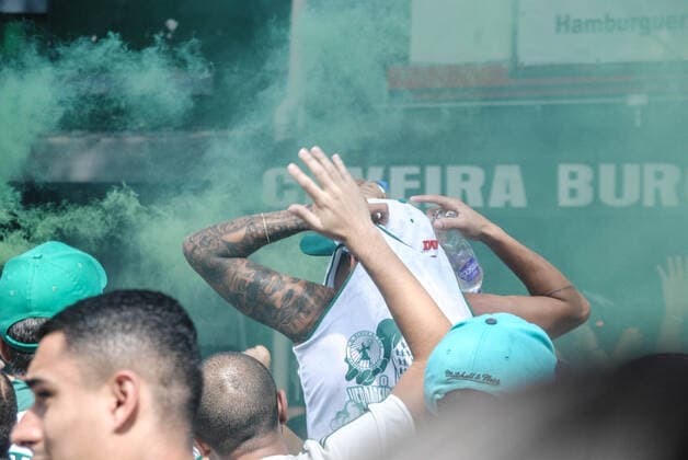 February 12, 2022, Sao Paulo, Brazil: Palmeiras fans gather around the Allianz Parque stadium, in Pompeia, west of Sao Paulo, to watch the soccer match between Palmeiras and Chelsea, for the FIFA Club World Cup Final. Chelsea won the match 2-1, in extra time, and once again postponed Palmeiras dream. At the end of the match, a clash between fans caused the death of a 42-year-old man.  Copyright: xAdelekexAnthonyxFotex