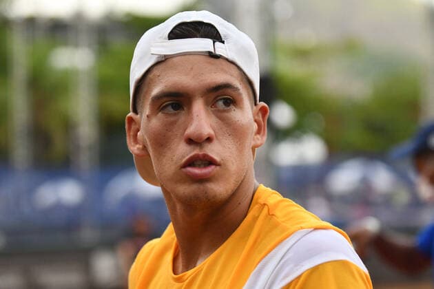 Rio Open 2022 RIO DE JANEIRO, RJ - 13.02.2022: RIO OPEN 2022 - Sebastian Baez (ARG) in dispute with Yannick Hanfmann (GER) on court 2 for the qualify during Rio Open 2022 held at the Jockey Club Brasileiro, which takes place from February 12 to 20, this Sunday (13), in Rio de Janeiro, RJ. (Photo: Celso Pupo Fotoarena) x2169792x  CelsoxPupo