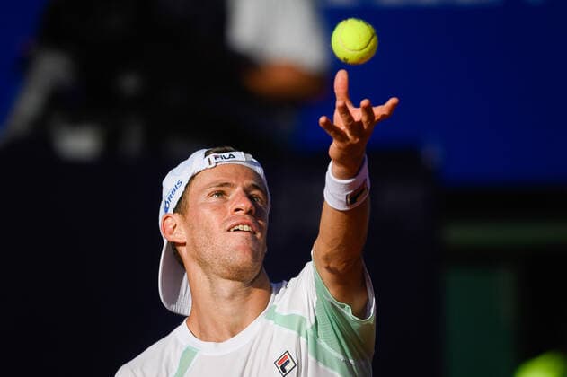 February 13, 2022, Buenos Aires, Argentina: Diego Schwartzman of Argentina serves during the Men s Singles Final match against Casper Ruud of Norway at Buenos Aires Lawn Tennis Club. Buenos Aires Argentina - ZUMAs197 20220213_zaa_s197_267 Copyright: xManuelxCortinax