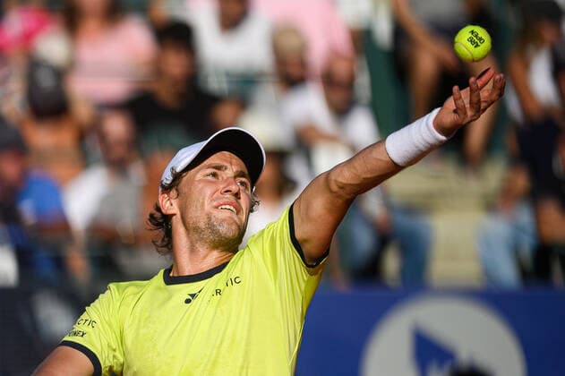 February 13, 2022, Buenos Aires, Argentina: Casper Ruud of Norway serves during the Men s Singles Final match against Diego Schwartzman of Argentina at Buenos Aires Lawn Tennis Club. Buenos Aires Argentina - ZUMAs197 20220213_zaa_s197_270 Copyright: xManuelxCortinax