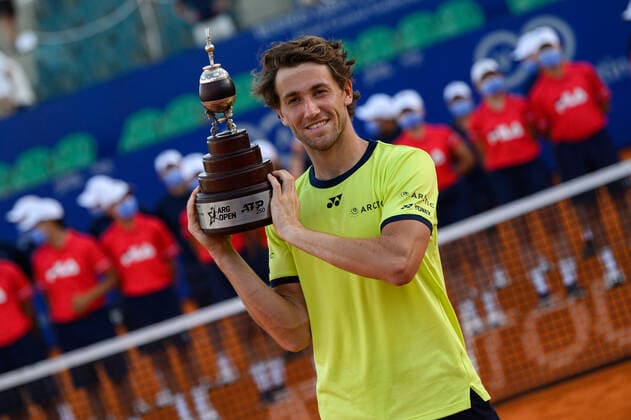 February 13, 2022, Buenos Aires, Argentina: Casper Ruud of Norway Celebrates with a trophy after winning the Men s Singles Final match against Diego Schwartzman of Argentina at Buenos Aires Lawn Tennis Club. Buenos Aires Argentina - ZUMAs197 20220213_zaa_s197_279 Copyright: xManuelxCortinax