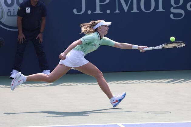 Jil Teichmann, SUI, during qualifying round of 2022 Dubai Championships in Dubai, 14 02 2022; -