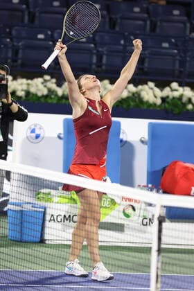 Simona Halep, ROU, during first round of 2022 Dubai Championships in Dubai, 14 02 2022; -