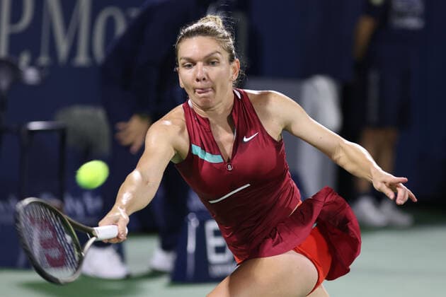 Simona Halep, ROU, during first round of 2022 Dubai Championships in Dubai, 14 02 2022; -