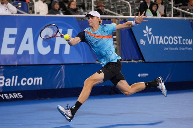 February 14, 2022, Delray Beach, Florida, United States: February, 14 - Delray Beach: Kevin Anderson(RSA) loses 26 76(5) 26 to Steve Johnson(USA) during their first round match at the 2022 Delray Beach Open by Vitacost.com. Delray Beach United States - ZUMApa3_ 0150827288st Copyright: xAndrewxPatronx