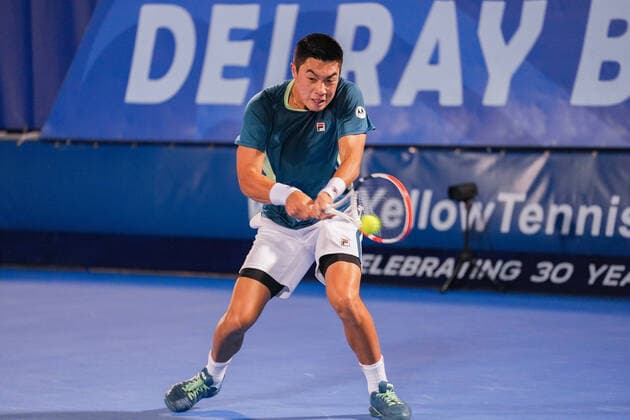 February 14, 2022, Delray Beach, Florida, United States: February, 14 - Delray Beach: Brandon Nakashima(USA) defeats Denis Kudla(USA) 61 61 during the first round of the 2022 Delray Beach Open by Vitacost held in Delray Beach, FL. Delray Beach United States - ZUMApa3_ 0150827930st Copyright: xAndrewxPatronx