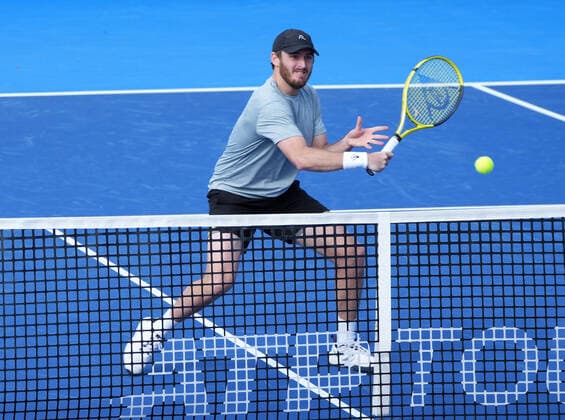 February 14, 2022, Delray Beach, Florida, United States: February, 14 - Delray Beach: Robert Galloway(USA) Alex Lawson(USA) defeates Andrer Goransson(SWE) Nathaniel Lammons(USA) during the first round of the 2022 Delray Beach Open by Vitacost held in Delray Beach, FL. Delray Beach United States - ZUMApa3_ 0150828005st Copyright: xAndrewxPatronx