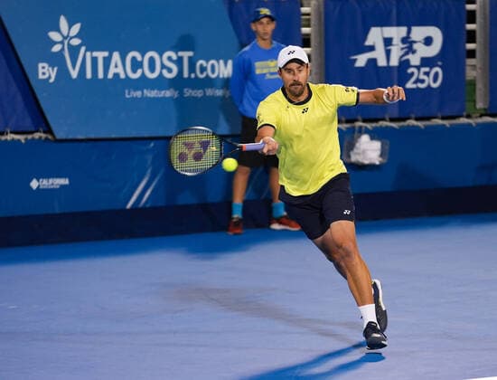 February 14, 2022, Delray Beach, Florida, United States: February, 14 - Delray Beach: Steve Johnson(USA) defeats Kevin Anderson(RSA) 62 67(5) 62 during their first round match at the 2022 Delray Beach Open by Vitacost.com. Delray Beach United States - ZUMApa3_ 0150828363st Copyright: xAndrewxPatronx