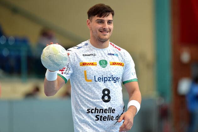 13-02-2022 pmk NF105280 Handball Herren Bundesliga Saison 2021 2022 KAMPA-Halle Minden Corona-Spieltag TSV GWD Minden - SC DHfK Leipzig Lucas KRZIKALLA (08) Leipzig *** 13 02 2022 pmk NF105280 Handball Men Bundesliga Season 2021 2022 KAMPA Halle Minden Corona Matchday TSV GWD Minden SC DHfK Leipzig Lucas KRZIKALLA 08 Leipzig