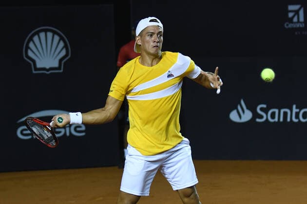 Rio Open 2022 RIO DE JANEIRO, RJ - 15.02.2022: RIO OPEN 2022 - Sebastian Baez (ARG) in dispute with Thiago Monteiro (BRA) on the Guga Kuerten court, for the second round of the Rio Open 2022, held at the Jockey Club Brasileiro, which takes place from February 12 to 20, this Tuesday (15), at the Rio de Janeiro - RJ. (Photo: Celso Pupo Fotoarena) x2170567x  CelsoxPupo