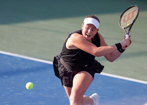 Jelena Ostapenko Tennis - Dubai Tennis Championships 2022 - WTA, Tennis Damen - Dubai Duty Free Tennis Stadium - Dubai - - United Arab Emirates - 16 February 2022. Copyright: xJuergenxHasenkopfx