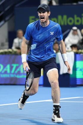 Andy Murray of Great Britain in action during his Round of 32 match with Taro Daniel of Japan in the Qatar ExxonMobil Open at Khalifa International Tennis and Squash Complex on February 14, 2022 in Doha, Qatar.  Copyright: xx