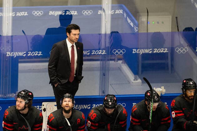 220216 Assistant coach Jeremy Colliton of Canada in the men?s Ice hockey, Eishockey quarterfinal between Sweden and Canada during day 12 of the 2022 Winter Olympics on February 16, 2022 in Beijing. Photo: Mathias Bergeld BILDBYRAN kod MB MT0326 ishockey ice hockey Olympic Games, Olympische Spiele, Olympia, OS olympics winter olympics os ol olympiska spel vinter-os olympiske leker peking peking 2022 beijing 2022 beijing 2022 olympic games beijing 2022 winter olympic games peking-os beijing-ol vinter-ol 12 bbeng kvartsfinal sverige kanada Copyright: MATHIASxBERGELD BB220216MB084