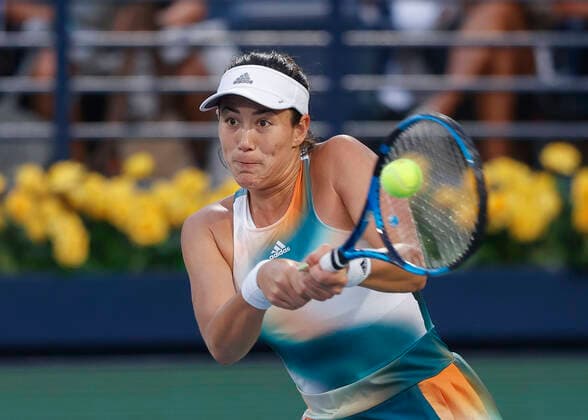 Sport Bilder des Tages Garbine Muguruza Tennis - Dubai Tennis Championships 2022 - WTA, Tennis Damen - Dubai Duty Free Tennis Stadium - Dubai - - United Arab Emirates - 16 February 2022. Copyright: xJuergenxHasenkopfx