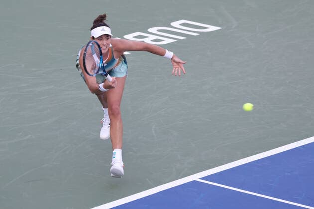 Garbine Muguruza, ESP, during second round of 2022 Dubai Championships in Dubai, 16 02 2022; -