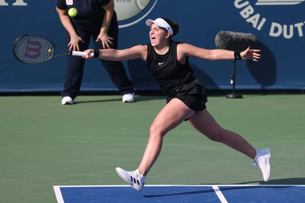 Jelena Ostapenko, LAT, during second round of 2022 Dubai Championships in Dubai, 16 02 2022; -