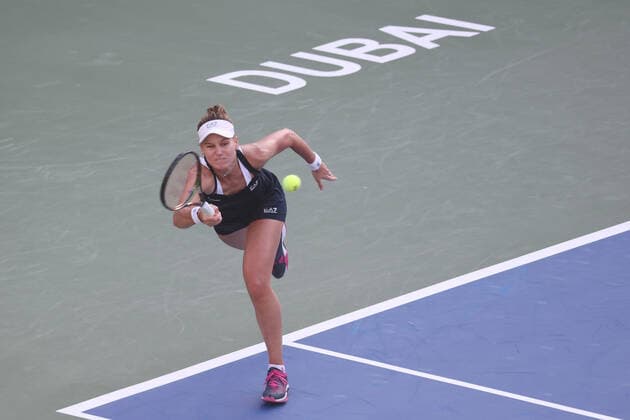 Veronika Kudermetova, RUS, during second round of 2022 Dubai Championships in Dubai, 16 02 2022; -