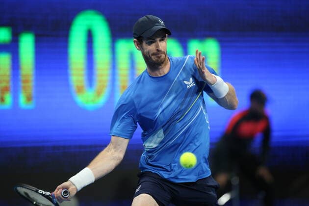 Andy Murray of Great Britain in action during his Round of 16 match with Roberto Bautista Agut of Spain in the Qatar ExxonMobil Open at Khalifa International Tennis and Squash Complex on February 16, 2022 in Doha, Qatar.  Copyright: xx