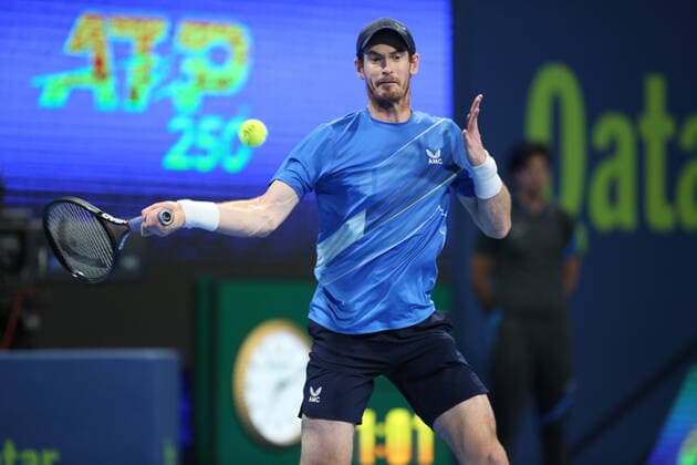 Andy Murray of Great Britain in action during his Round of 16 match with Roberto Bautista Agut of Spain in the Qatar ExxonMobil Open at Khalifa International Tennis and Squash Complex on February 16, 2022 in Doha, Qatar.  Copyright: xx