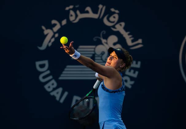 February 16, 2022, DUBAI, UNITED ARAB EMIRATES: Dayana Yastremska of Ukraine during warm-up before the second round of the 2022 Dubai Duty Free Tennis Championships WTA, Tennis Damen 1000 tennis tournament against Barbora Krejcikova of the Czech Republic DUBAI UNITED ARAB EMIRATES - ZUMAa181 20220216_zaa_a181_052 Copyright: xRobxPrangex