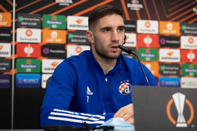 Dinamo Zagreb press conference, PK, Pressekonferenz and training, UEFA Europa League, Seville, Spain Seville, Spain. 16th, February 2022. Luka Ivanusec of Dinamo Zagreb seen during the press conference ahead of the UEFA Europa League quarter-final between Sevilla FC and Dinamo Zagreb in Seville. Seville Andalusia Spain  Copyright: xGonzalesxPhoto MarioxDiazxRaserox