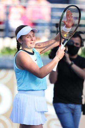 Jelena Ostapenko, LAT, during quarter-finals of 2022 Dubai Championships in Dubai, 17 02 2022; -