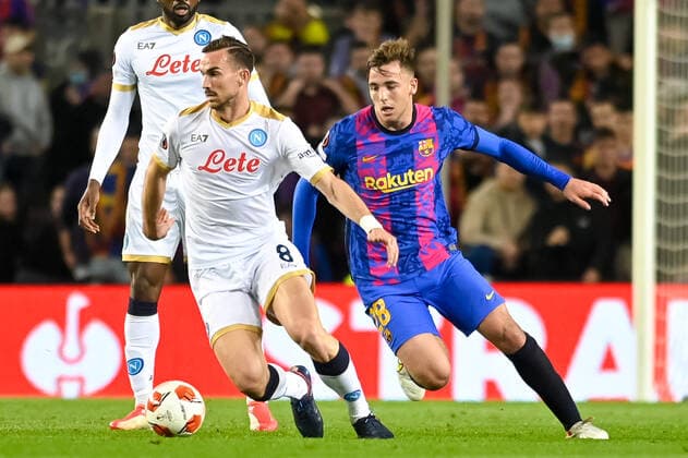February 17, 2022, Barcelona, Spain: Fabian Ruiz of SSC Napoli during the UEFA Europa League match between FC Barcelona, Barca and SSC Napoli at Camp Nou in Barcelona, Spain. Barcelona Spain - ZUMAd159 20220217_zia_d159_009 Copyright: xGerardxFrancox