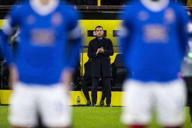 Mandatory Credit: Photo by Kirk O Rourke Rangers FC Shutterstock (12811477bx) Rangers Manager Giovanni van Bronckhorst during the Europa League match at the Signal Iduna Park, Dortmund. Borussia Dortmund v Rangers, UEFA Europa League, Round of 32, Westfalenstadion, Dortmund, Germany - 17 Feb 2022 Borussia Dortmund v Rangers, UEFA Europa League, Round of 32, Westfalenstadion, Dortmund, Germany - 17 Feb 2022 Copyright: xKirkxO Rourke RangersxFC Shutterstockx 12811477bx