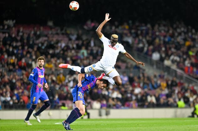 February 17, 2022, Barcelona, Spain: Victor Osimhen of SSC Napoli during the UEFA Europa League match between FC Barcelona, Barca and SSC Napoli at Camp Nou in Barcelona, Spain. Barcelona Spain - ZUMAd159 20220217_zia_d159_015 Copyright: xGerardxFrancox
